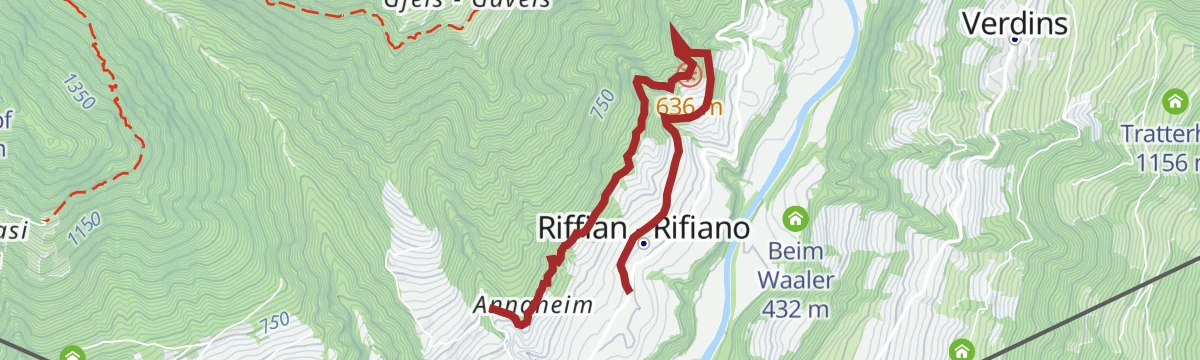 Route map: Passeggiata lungo il Waalweg di Rifiano